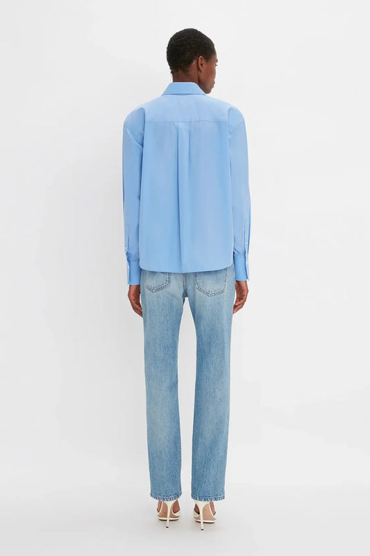 Button Detail Cropped Shirt In Rose Quartz