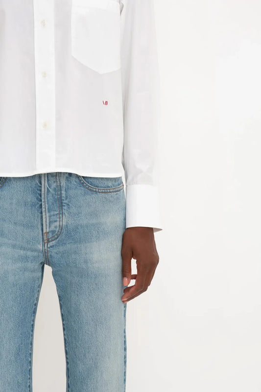 Pointed Collar Oversized Shirt In White