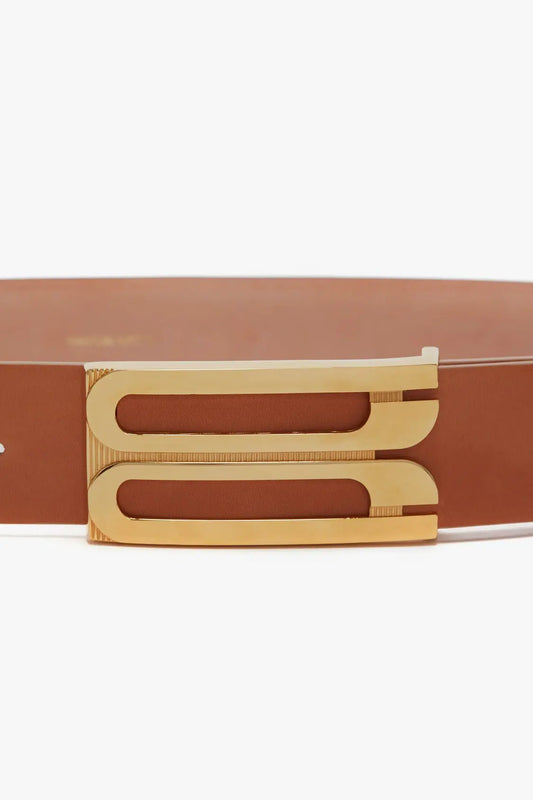 Jumbo Frame Belt In Orange Croc-Effect Leather