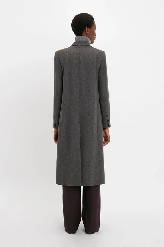 Exclusive Waisted Tailored Coat In Flax