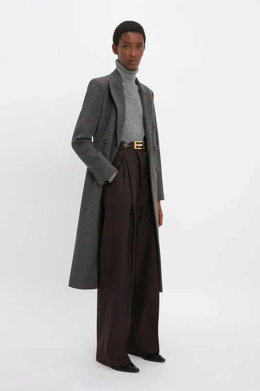 Exclusive Waisted Tailored Coat In Flax